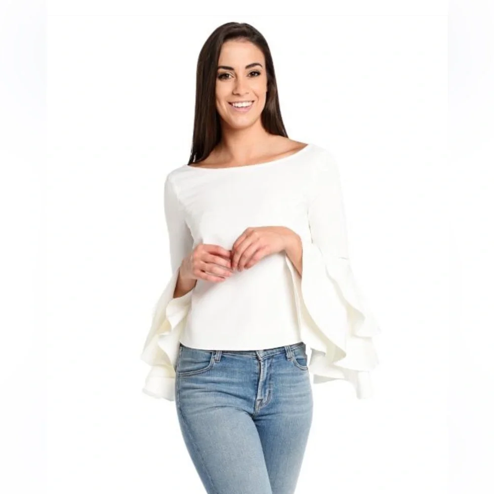 Milly Cream Ruffle Sleeve Blouse